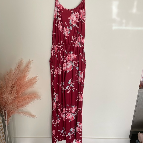 Red Floral Jumpsuit - Picture 3 of 5